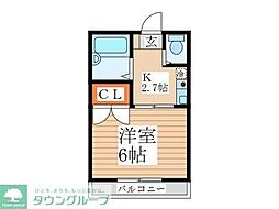ラレース6 2階1Kの間取り