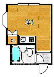コーポ上原 2階ワンルームの間取り