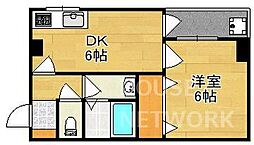 ピュアハウスブラウン 1DKの間取図画像