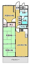 パサージュ新下関 3LDKの間取図画像