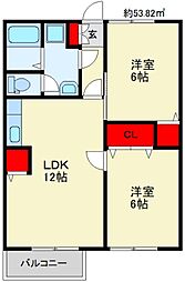 エクレア瀧 2LDKの間取図画像