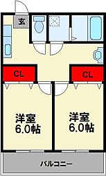 アルファード花瀬 2Kの間取図画像
