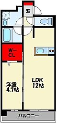 シティコートHANATAKU 1LDKの間取図画像