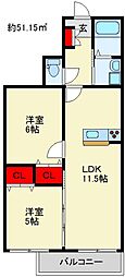 セントロイヤル 2LDKの間取図画像