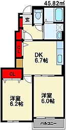 エレガントヴェルス2B 2DKの間取図画像