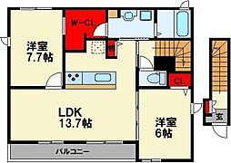 グラシュ・プレーヌ8 2LDKの間取図画像