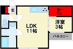 TRIOVE飯塚バスターミナル前 1LDKの間取図画像