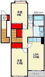 メゾンシャンデレザン 2LDKの間取図画像