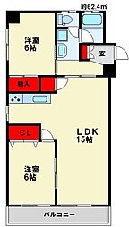 花宅ビル 2LDKの間取図画像