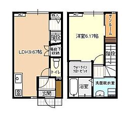 ビオラ古定塚A棟 1LDKの間取図画像