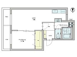 コーポ清水第2号館 1LDKの間取図画像