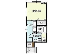 アバンティ鐘紡町A 1Kの間取図画像
