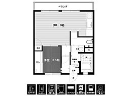 リバークレスト1 1LDKの間取図画像
