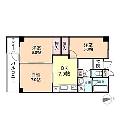 北野ハイツ 3DKの間取図画像