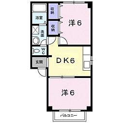 富山地方鉄道上滝線 上堀駅 徒歩19分の賃貸アパート 1階2DKの間取り