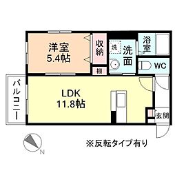 ハートフル楓 1LDKの間取図画像