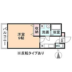 ピースフル2 1Kの間取図画像
