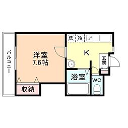 コンチネンタルヤスノヤ 1Kの間取図画像
