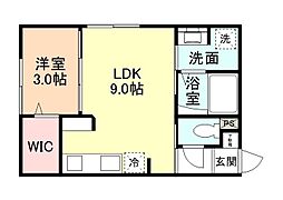 富山市太田アパート 1LDKの間取図画像