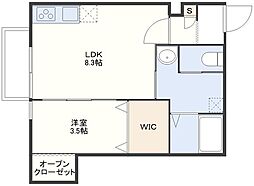 Felice杭出津 1LDKの間取図画像