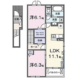 ルーメ 2LDKの間取図画像