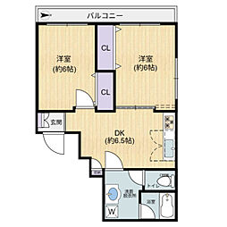 センチュリーサンライズ 2DKの間取図画像