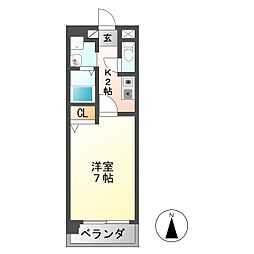プレジデント21 1Kの間取図画像