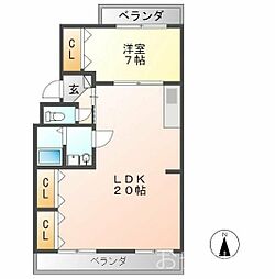 レヂデンス尾崎 1LDKの間取図画像