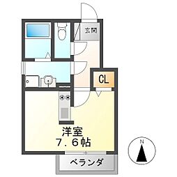 ベルセ常滑 ワンルームの間取図画像