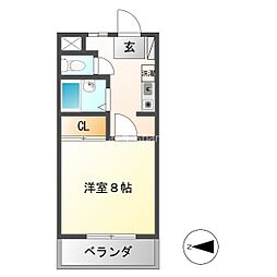 ハイネス21 1Kの間取図画像