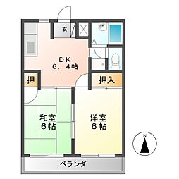 エルディムアベ 2DKの間取図画像