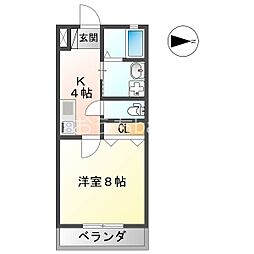 PRIME天王 1Kの間取図画像