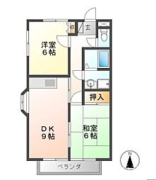 メゾン旭 2DKの間取図画像