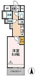 アイケー扇町 1Kの間取図画像
