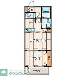 ハイデル二俣川 1LDKの間取図画像