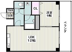 鎧橋ビル 1LDKの間取図画像