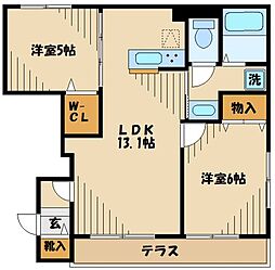 ヘーベルメゾンサクラ 2LDKの間取図画像