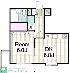 グローリア初穂大和 1DKの間取図画像
