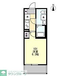 ベイルーム六会日大前 1Kの間取図画像