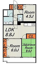 スカイパレス東戸塚 3DKの間取図画像