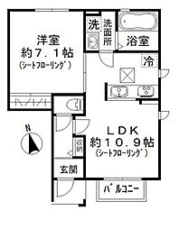 AuraE 1LDKの間取図画像