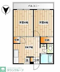 ハイマートオルト三ッ境 2DKの間取図画像