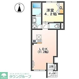 茅ヶ崎市本村2丁目アパート 1LDKの間取図画像