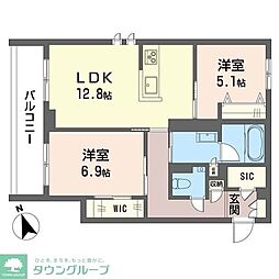 ヴェールマラン湘南台 2LDKの間取図画像