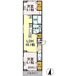 サザンショア東海岸 2LDKの間取図画像