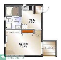 藤沢市湘南台1丁目アパート 1Kの間取図画像