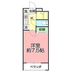 横浜市営地下鉄ブルーライン 湘南台駅 徒歩5分の賃貸アパート 2階1Kの間取り