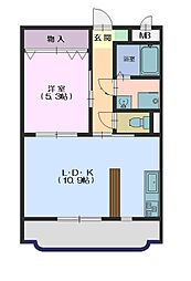 イーストヒルズC 1LDKの間取図画像