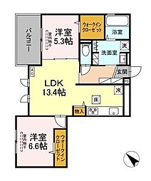 グランフィールド・イオ 2LDKの間取図画像