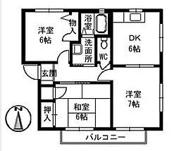 アンセスグランヒルズA 3DKの間取図画像